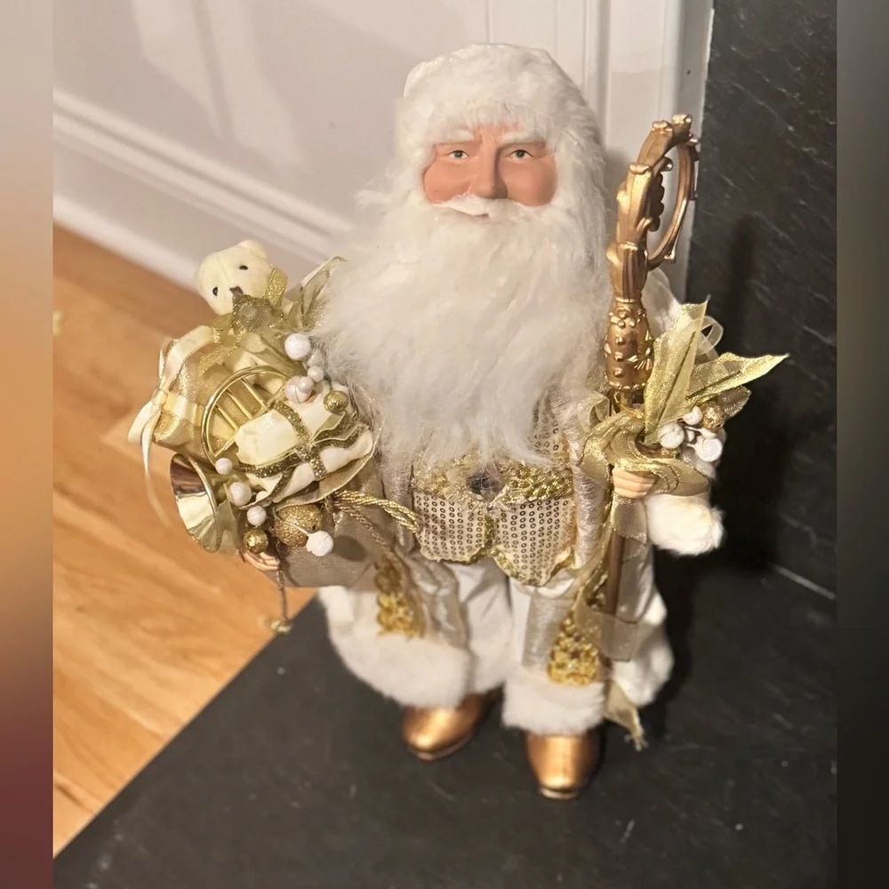 45CM Christmas Holiday Gift Gold Sequin Santa